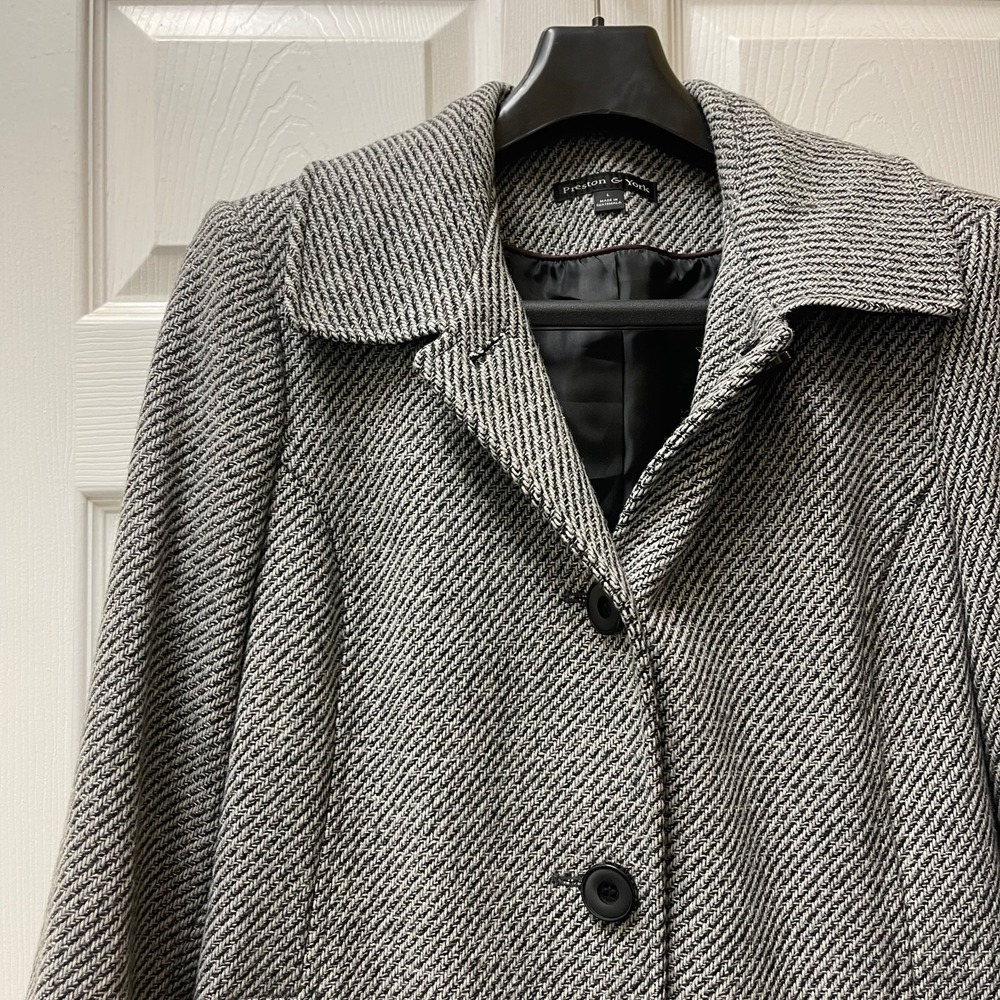 Vintage Preston & York Women's Size Large Plaid Wool Blend‎ Tweed Coat